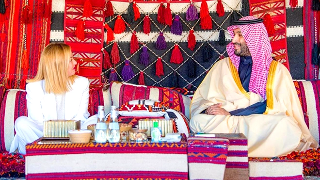 ولي العهد السعودي خلال استقباله رئيسة وزراء إيطاليا في العلا